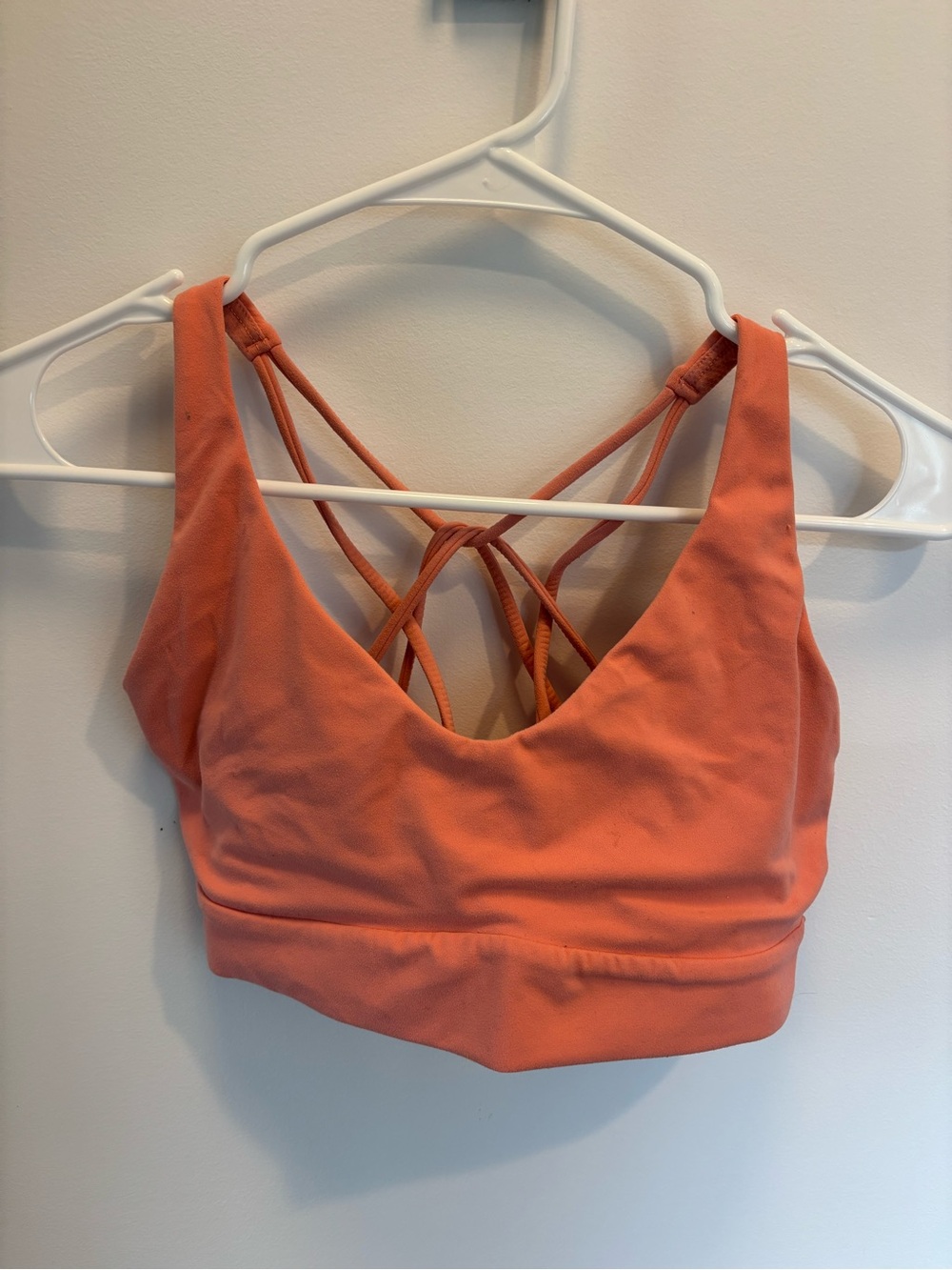 Athleta Coral Orange Strappy Sports Bra - Picture 1 of 3